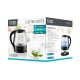 TEESA electric kettle, glass, 1650 W, black, 1 L