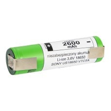 Battery 18650 li-ion 2600mAh metal plates