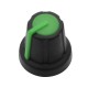 Pot knob black N-2 green indic, 17.5mm