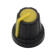 Knob pot black N-2 indicator yellow 17.5mm