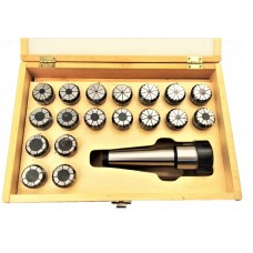 Set of collets ISO40-ER32, collet chuck 1pc, ER32, KPL18, 3-20mm, ER32C wrench 1pc, in a wooden box