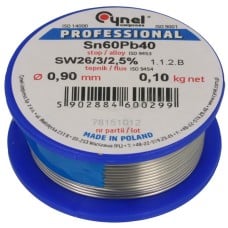 Soldering filler 0.9mm, spool 0.1kg, LC60/0.90/0.10 Sn60%-Pb40%, Cynel