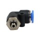 Pneumatic angle plug-in connector for hose, 6 mm, M5 external thread, plastic