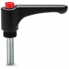 Adjustable handle ERW.30-p-M6x40-C6 - threaded pin made of galvanized steel, red