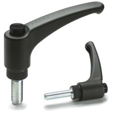 Adjustable handle ERX.30 p-M5x10-C1 - threaded pin made of galvanized steel, black