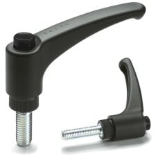 Adjustable handle ERX.30 p-M6x25-C1 - threaded pin made of galvanized steel, black