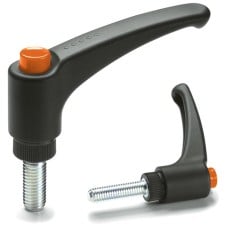 Adjustable handle ERX.44 p-M6x20-C2 - threaded pin made of galvanized steel, orange