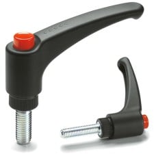 Adjustable handle ERX.44 p-M6x25-C6 - threaded pin made of galvanized steel, red