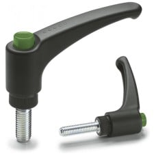 Adjustable handle ERX.78 p-M8x40-C17 - threaded pin made of galvanized steel, green