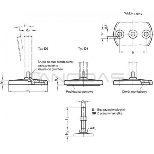 Stainless Steel Self-aligning Foot Gn 23-80-m12-80-d0-sk