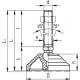 Swinging foot LV.A-125-24-M16x98 - technopolymer base, threaded pin, steel, galvanized