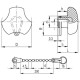 Tvirta rankenėlė VTT.50-B-M10-LP - žalvarinis įdėklas, skylė su sriegiu