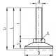 Non-swinging foot LX.40-SW17-AS-SST-M10x50 - AISI 304 stainless steel, base with anti-slip pad