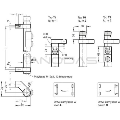 GN 332-300-SW-T1-2-L tubular handle - with function buttons black