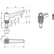 Adjustable handle MR.100 p-M12x70-C2 - threaded pin made of black oxide steel, orange