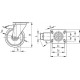 Pasukamas ratas fi 100 mm poliuretanas su stabdžiu su tvirtinimo plokšte, keliamoji galia 200 kg RE.F2-100-SSF-N