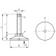 Non-swinging foot LX.40-SW17-M12x100-HS - technopolymer base, steel pin with a hexagonal socket at the upper end