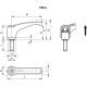 Adjustable handle ERZ.63 p-M8x63 - clamping element made of black oxide steel, threaded shank