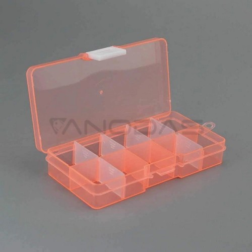 Orange Transparent Plastic Box, 15 Compartments Rectangular Box