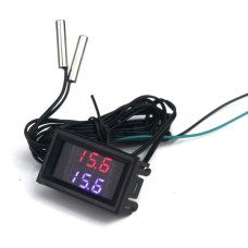 Panel thermometer with probe - two channels - red blue