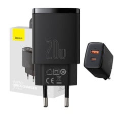 Baseus fast charger USB - USB-C 20W - Black