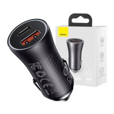 Car charger Baseus Golden Contactor Max USB + USB-C 60W - gray