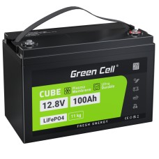 Green Cell LiFePO4 12.8V 100Ah 1280 Wh LFP lithium battery 12V with BMS for hanging house solar panel