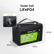 Green Cell LiFePO4 12.8V 100Ah 1280 Wh LFP lithium battery 12V with BMS for hanging house solar panel