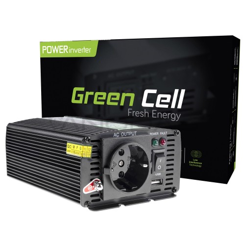 Inverteris 12V/230V 300W/600W Modifikuota sinusinė išėjimo įtampa Green Cell