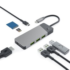 Adapteris HUB GC Connect 7in1 (3xUSB-A 3.1 HDMI 4K 60Hz USB-C PD 85W), skirtas Apple MacBook M1/M2, Lenovo X1, Asus ZenBook, Dell XPS