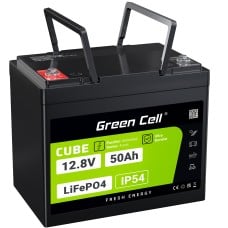 Green Cell CUBE LiFePO4 50Ah 12.8V 640Wh ličio geležies fosfato baterija kemperiui, golfo vežimėliui, vėjo jėgainei