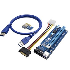 PCI-E Express 1x to 16x Powered Riser Cables 0.6m USB3.0 SATA to Molex