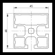 Profilis 45x45 3 grioveliai - 1000mm