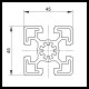 Aliuminio profilis 45x45mm - lengvas, griovelis 10mm - 1000mm