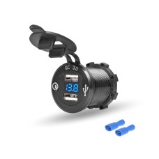 Dual  Car  chargers  3.0  +  Voltmeter