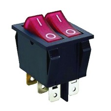 Rocker switch with backlight double red DPST 6P 15A 250V