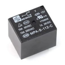 Relay MPA-S-112-C - 12V coil, 1x 10A/250VAC contacts