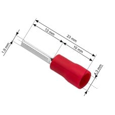 Tubular connectors 1.9/23mm 100pcs - red