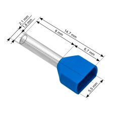 Vamzdelio formos jungtys 2x0.75/8 100vnt - mėlyna