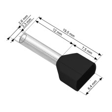 Vamzdelio formos jungtys 2x1.5/12 100vnt - juoda